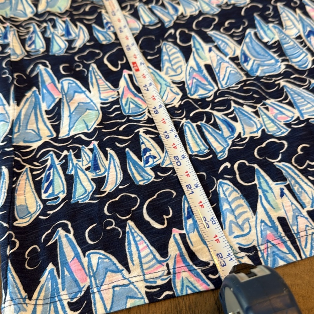 Lilly Pulitzer Low Tide Navy Blue Sails and Stripes Split Neck Tank Top NWT S - Picture 8 of 10